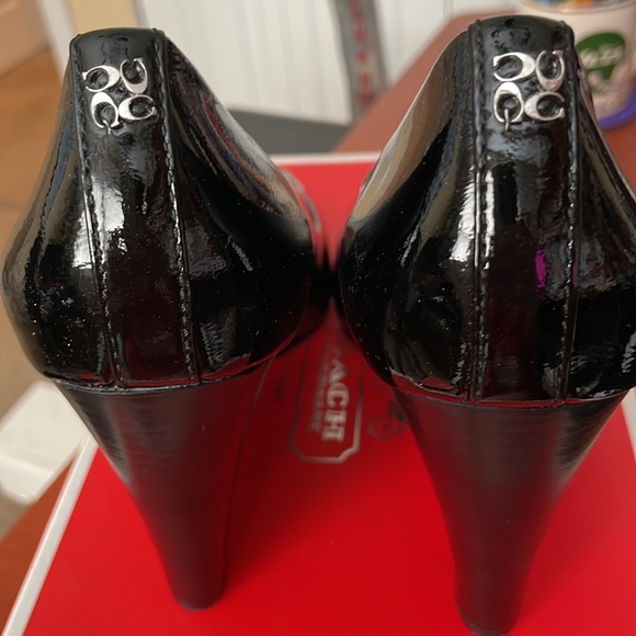 New Coach black peep toe wedge shoes - Picture 4 of 8